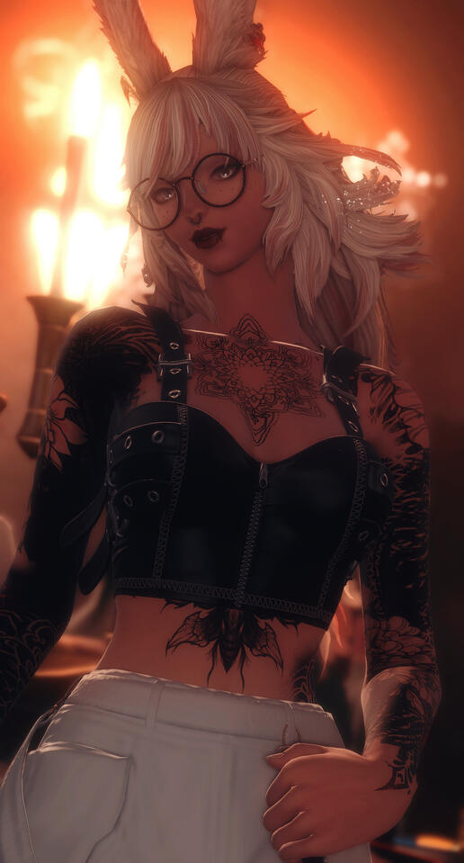 02/07/2023 Gpose of a bunny girl standing in front of some candles taken on 02/07/2023